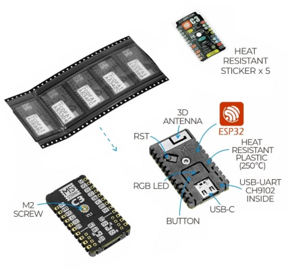 M5Stack M5Stamp C3 5-Piece Set
